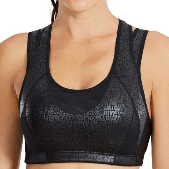 Syrokan Other - Syrokan Black Crocodile Animal Print High Impact Sports Workout Bra XL